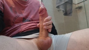 Jerking my big cock. Could you help me with your mouth?