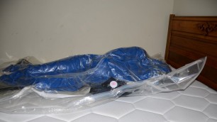 Dec 11 2022 - VacPacked in slvrbrboy1s coveralls in my PVC sleepsack with his shirt & my PVC face shield