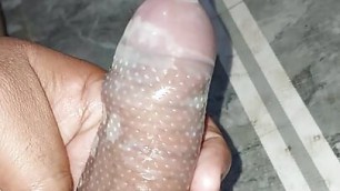 Indian big cock using condom first time on webcam