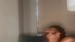 Black curved dick having an intense stroke session in step moms room