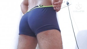 Indian Gym Trainer Showing his Hairy body bulge big cock and big ass in video call Underwear