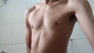 Dirty boy taking a shower showing his cock