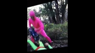 Gay Man Dressed in Pink Hits another Gay Man in Green