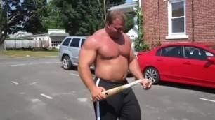 Strongman Snaps Baseball Bat like Toothpick