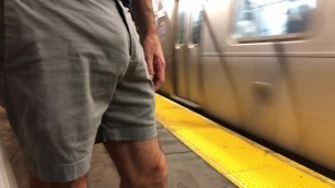 hot macho jerks off in the subway