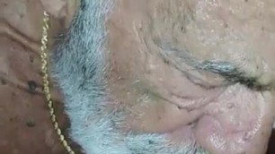 Bearded grandpa sucking his buddy daddy