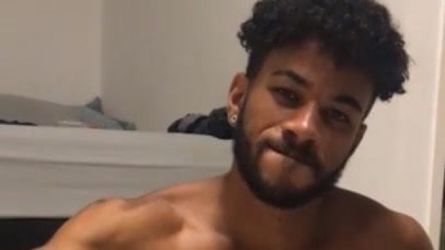 Black hot guy jerking off his cum load on cam