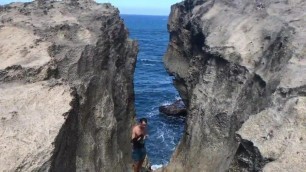 Wanking on the rocks by the sea