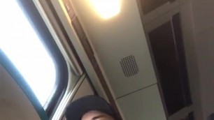 young pierced Asian gets bored in train (34'')