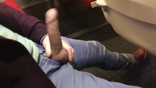 tommylads wanking a big thick cock on the train full load