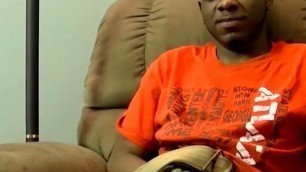 Young black thug DJ receives handjob from mature gay daddy