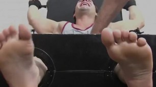 Muscly Stud Restrained for Erotic Torment and Foot Ticklinggay