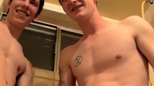 Horny Twinks Jerking Off and Shower Pissing Until Jizzinggay