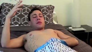 Tattooed Amateur Smoker Blake Stone Cums While Masturbating Sologay