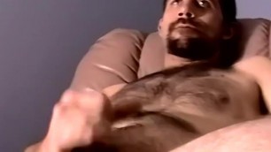 Hairy Dude Jerks Off and Jizzes on Camgay
