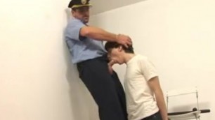 Cuffed Delinquent Munching on a Fat Cop Meatstickgay