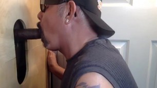 Gloryhole Dilf Blowing Black Cock for Jizzgay