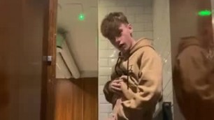 Blond Twink Gives A Quick Flash In Public Toilet